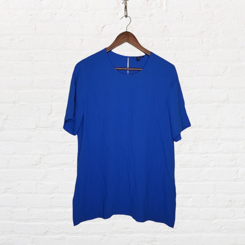 Eileen Fisher Womens Blue Side Slit Tunic Top Sz S